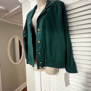 Vintage NWT Women's Green Jacket with Gold Buttons